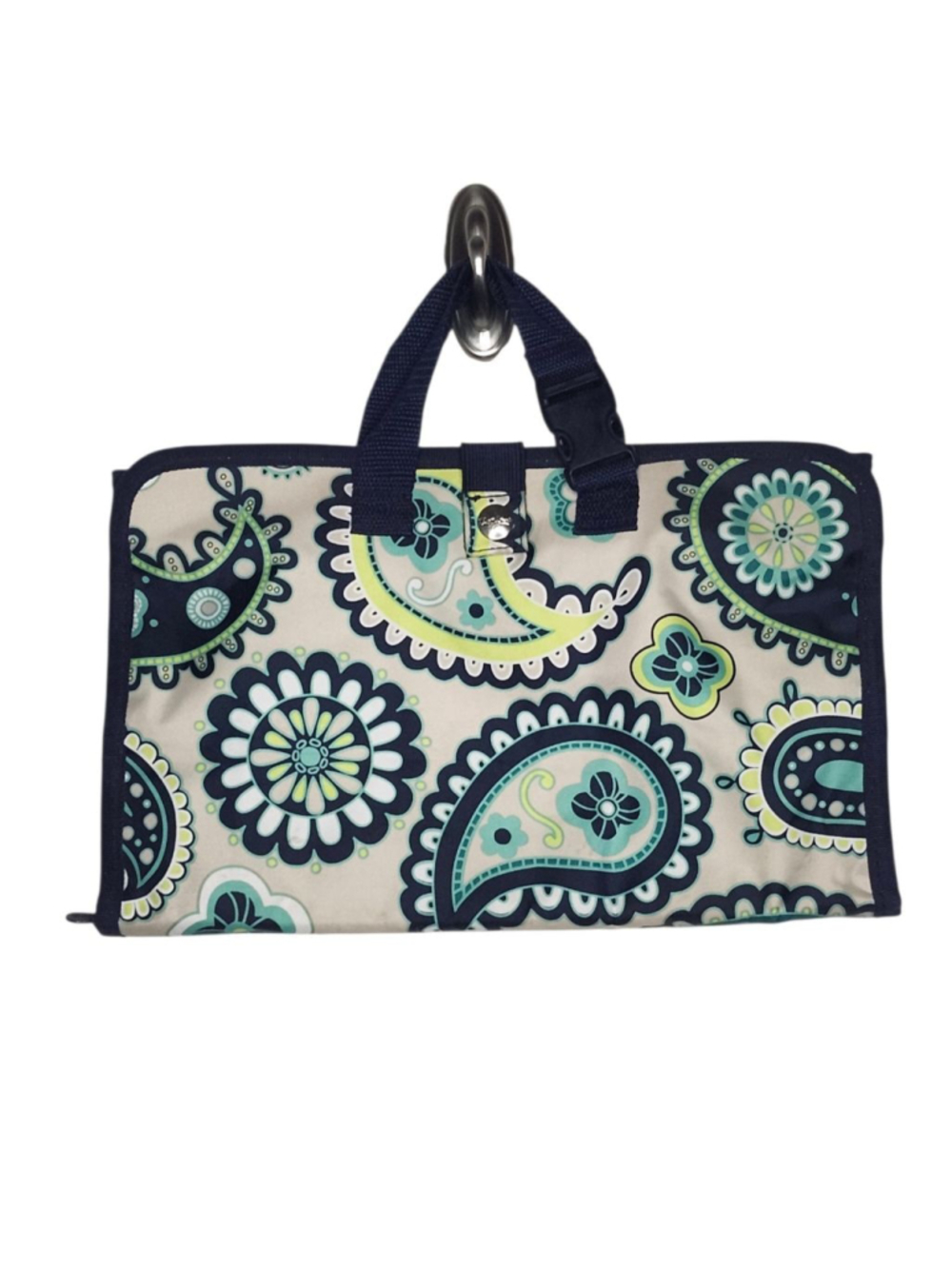 Thirty-One Hanging Cosmetic Bag Teal Green Blue Paisley Pop
